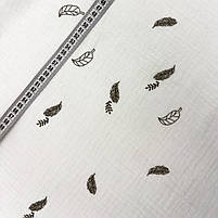 Муслін жатий 2-х "Пер'я контурні на білому" 160 см, фото 2