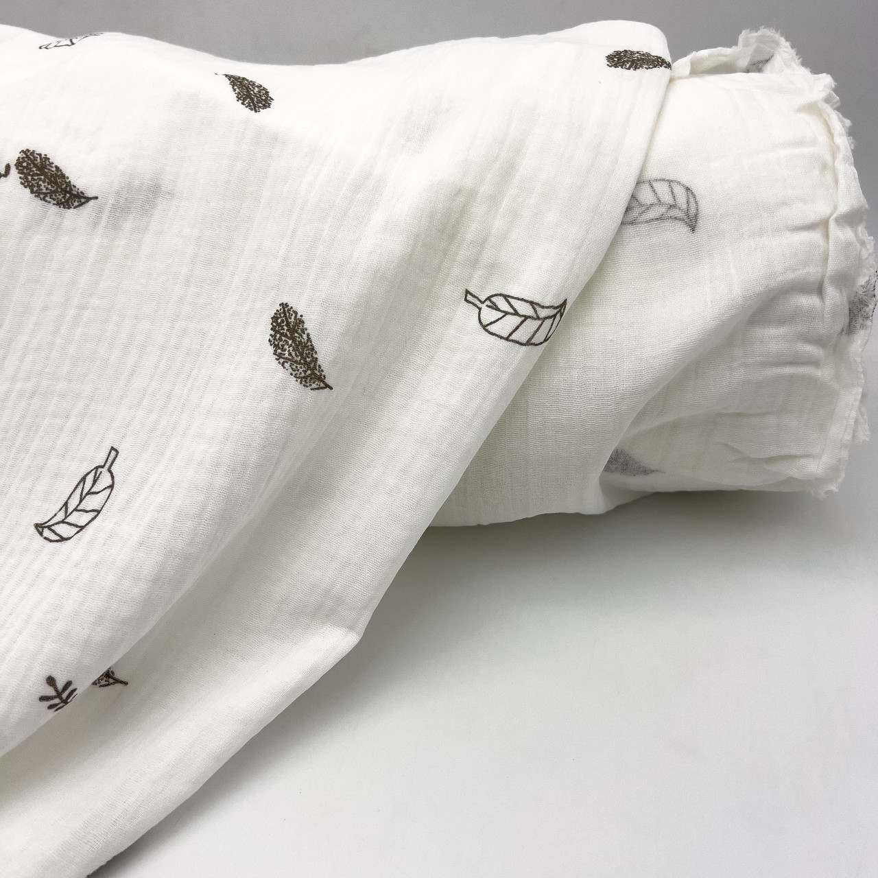 Муслін жатий 2-х "Пер'я контурні на білому" 160 см, фото 1