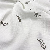 Муслін жатий 2-х "Пер'я контурні на білому" 160 см, фото 3