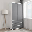 Шафа 100 см дводверна з Ламінованого ДСП Шафи в спальню з 3 висувними шухлядами та 4 закритими полицями, фото 8