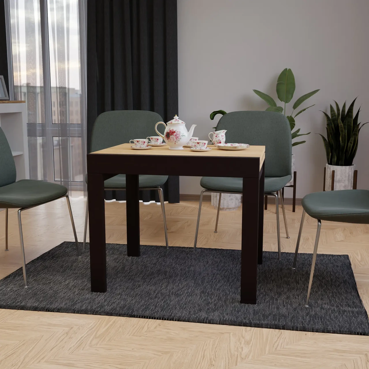 Стіл слайдер обідній для маленької кухні   КОРС міні Neman, колір  дуб торро + ніжки венге