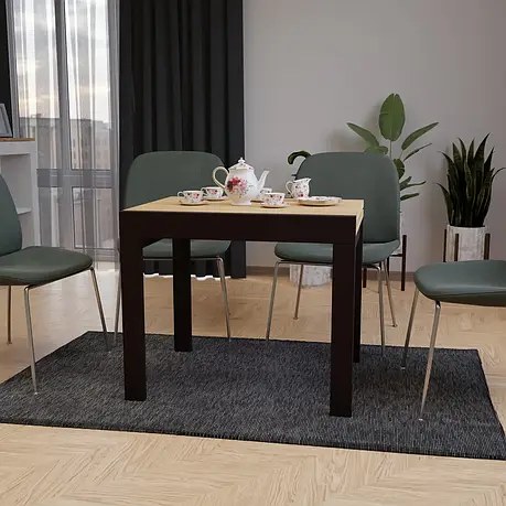 Стіл слайдер обідній для маленької кухні КОРС міні Neman, колір дуб торро + ніжки венге, фото 1