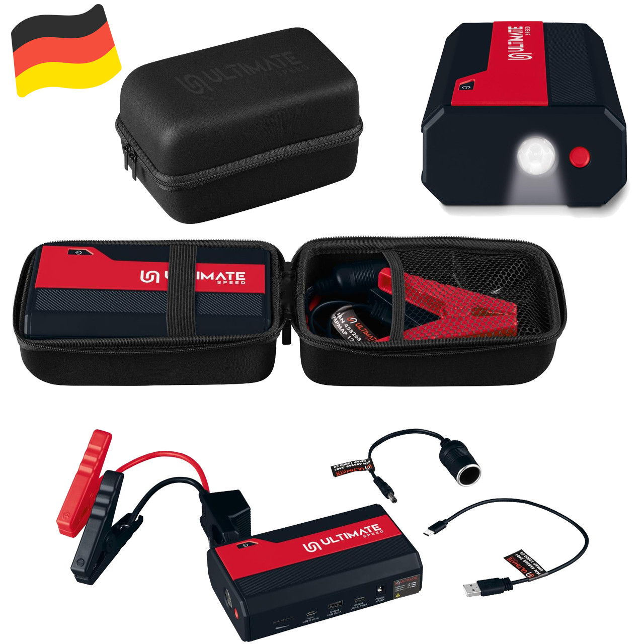Пусковий пристрій для автомобіля (бустер) з Power Bank Ultimate Speed UMAP 12000 C4 (12000 mAh, Німеччина)