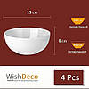 Набір з 4 мисок WishDeco 600 мл, для пластівців, супу, порцелянові миски, фото 3