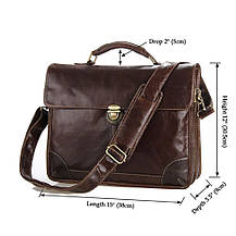 Чоловічий портфель із натуральної шкіри John McDee JD7091C коричневий, фото 4