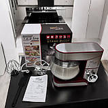 Потужний планетарний кухонний комбайн 3 в 1 міксер тістоміс Zepline неіржавка сталь 3500 Вт із чашею на 6 л, фото 6