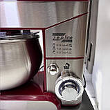 Потужний планетарний кухонний комбайн 3 в 1 міксер тістоміс Zepline неіржавка сталь 3500 Вт із чашею на 6 л, фото 5