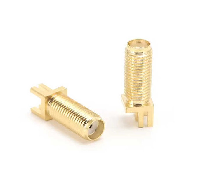 Конектор SMA-Female під пайку, для кріплення на плати, довжина 18мм, 1.7х4мм між кріпленнями маси