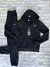 Спортивний костюм Adidas весна осінь, чоловічий спорт- костюм Адідас із капюшоном чорний, фото 5
