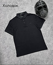 Чоловіча футболка поло Hugo Boss темно-синя брендова теніска з коміром Бос, фото 4