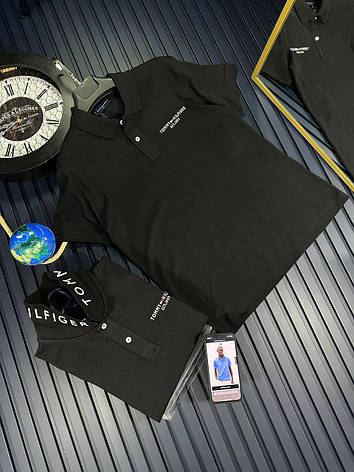 Чоловіча футболка поло Tommy Hilfiger біла брендова теніска з коміром Томмі Хілфігер, фото 2