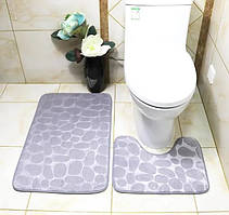 Набір 3D текстурних килимків для ванної та туалету 2 шт. розміри 40x50 см + 40x60 см сірий MA432