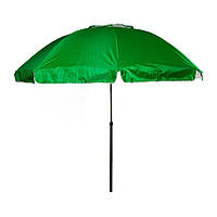 Кругла парасолька 2.5м з клапаном та срібним напиленням для кафе та торгівлі, однотонна зелена, легка і швидко сохнуча, що захищає