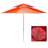 Парасолька 2.5 м з подвійним клапаном червоний HYG1837 для тераси та дачі