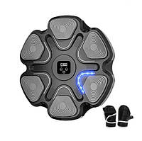 Настінний боксерський тренажер з підсвічуванням та музикою 38 см чорний у комплекті рукавички