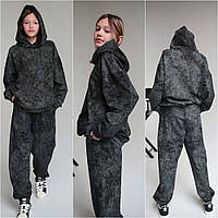 Детский подростковый спортивный костюмы на девочку оверсайз , модный трикотаж тай - дай мрамор 10,11,12,13,14