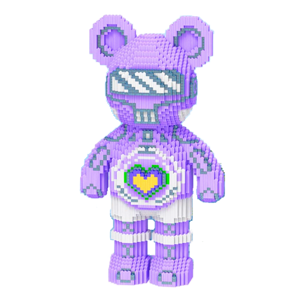 Світловий конструктор Magic Blocks у вигляді ведмедика Bearbrick Бузковий