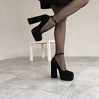 Женские замшевые туфли на высоком каблуке и платформе, только 39!!!