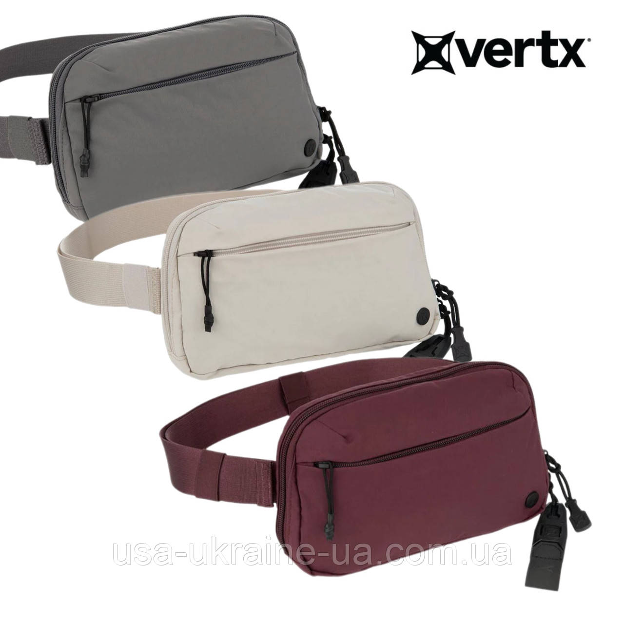 Тактична сумка на пояс Vertx Everyday Fanny Pack (бананка) сірий, бордовий, світлий, фото 1