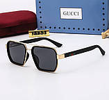 Чоловічі прямокутні сонцезахисні окуляри GG (036) gold, фото 2
