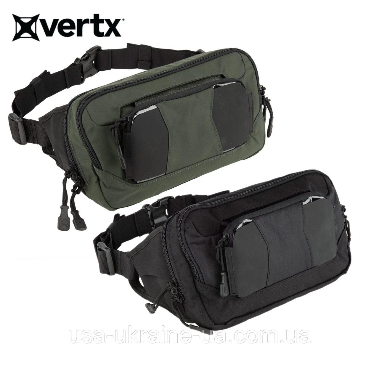 Тактична сумка на пояс Vertx S.O.C.P. Tactical Fanny Pack (бананка) колір чорний та олива, фото 1