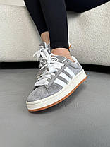 Жіночі кросівки Adidas Campus Grey White Gum Адідас Кампус сірі замшеві демісезон демісезон, фото 4