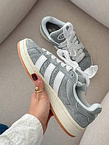 Жіночі кросівки Adidas Campus Grey White Gum Адідас Кампус сірі замшеві демісезон демісезон, фото 3