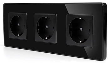 Потрійна розетка (3 гнізда) 1DAL | Чорний Скло (G228D-STX3.BL)