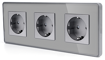 Потрійна розетка (3 гнізда) 1DAL | Сірий Скло (G228D-STX3.GR)