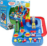 Інтерактивна розвивальна іграшка Автотрек механічний з машинками "Рятування міста", паркінг з машинками, фото 3
