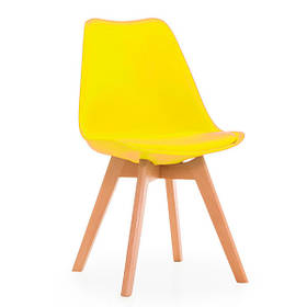 Стілець Тор мякий жовтий шкірзамінник, ніжки дерево бук