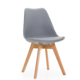 Стілець Тор мякий сірий шкірзамінник, ніжки дерево бук