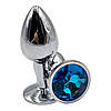 Анальна пробка з каменем металева для початківців колір каменю блакитний Розмір S, фото 3