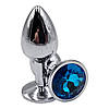 Анальна пробка з каменем металева для початківців колір каменю блакитний Розмір S, фото 5