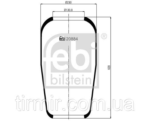 Пневморесора підвіски 884N без стакана, Кожух пневмоподушки 884N1, фото 1