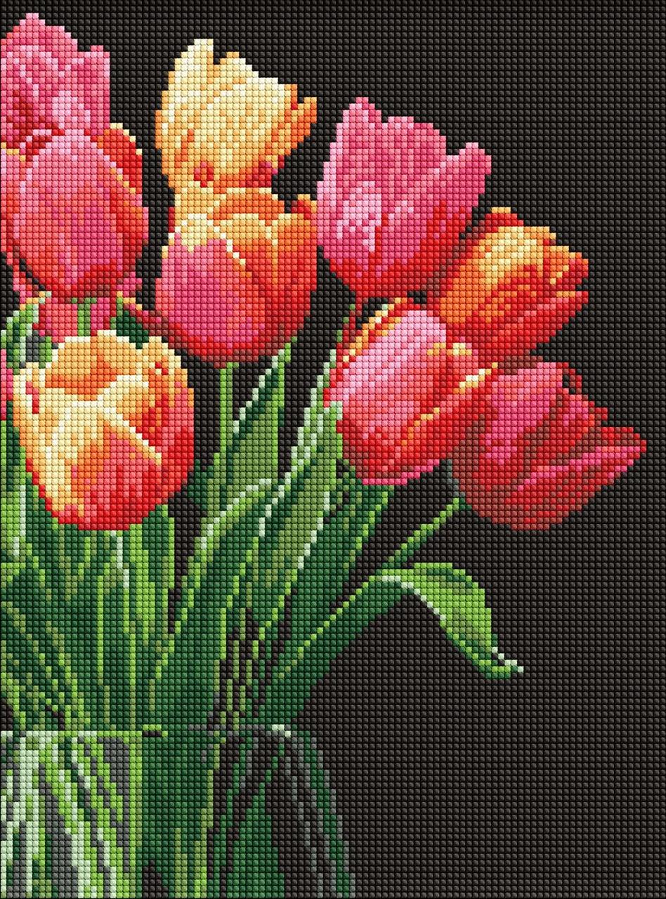 Алмазна мозаїка/вишивка Ароматні тюльпани 30*40 см Ідейка AMO 8030, фото 1