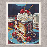 Алмазна мозаїка/вишивка Натюрморт. Тістечко з вишнею 40*50 см Орігамі OD 3439, фото 4