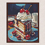 Алмазна мозаїка/вишивка Натюрморт. Тістечко з вишнею 40*50 см Орігамі OD 3439, фото 6