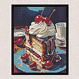 Алмазна мозаїка/вишивка Натюрморт. Тістечко з вишнею 40*50 см Орігамі OD 3439, фото 5