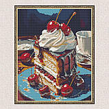 Алмазна мозаїка/вишивка Натюрморт. Тістечко з вишнею 40*50 см Орігамі OD 3439, фото 3