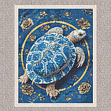 Алмазна мозаїка/вишивка Черепаха в квітах 40*50 см Орігамі OD 3446, фото 4