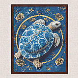Алмазна мозаїка/вишивка Черепаха в квітах 40*50 см Орігамі OD 3446, фото 6