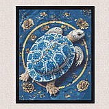 Алмазна мозаїка/вишивка Черепаха в квітах 40*50 см Орігамі OD 3446, фото 5