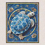 Алмазна мозаїка/вишивка Черепаха в квітах 40*50 см Орігамі OD 3446, фото 3