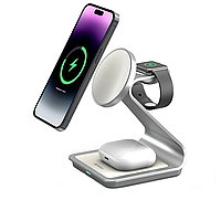 Бездротовий зарядний пристрій Bonola B022 Fast Wireless Charger, Magnetic 3 в 1 для iPhone + адаптер 20W