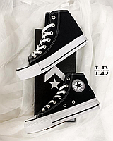 Черные женские кеды конверс на платформе Converse all star Chack Taylor Black 36-40р.