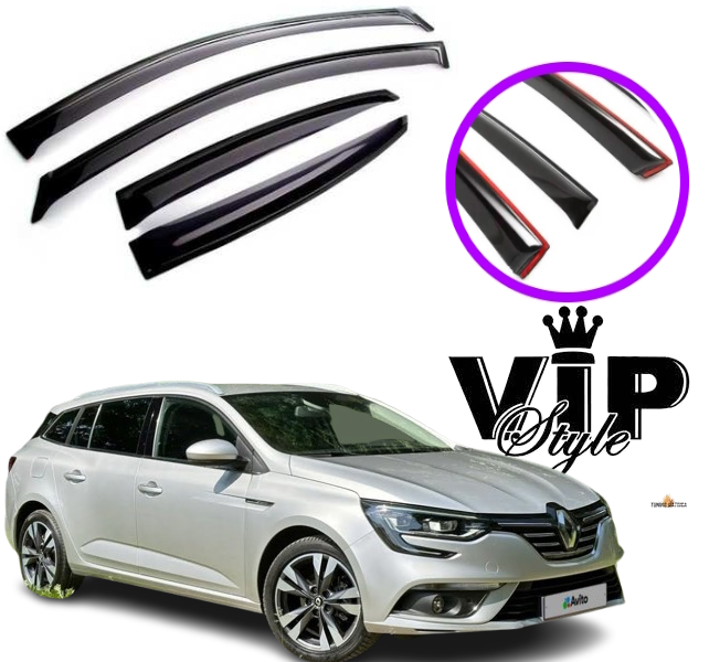 Дефлектори вікон вітровики Renault Megane IV універсал 2015 -> (скотч) VIP Tuning