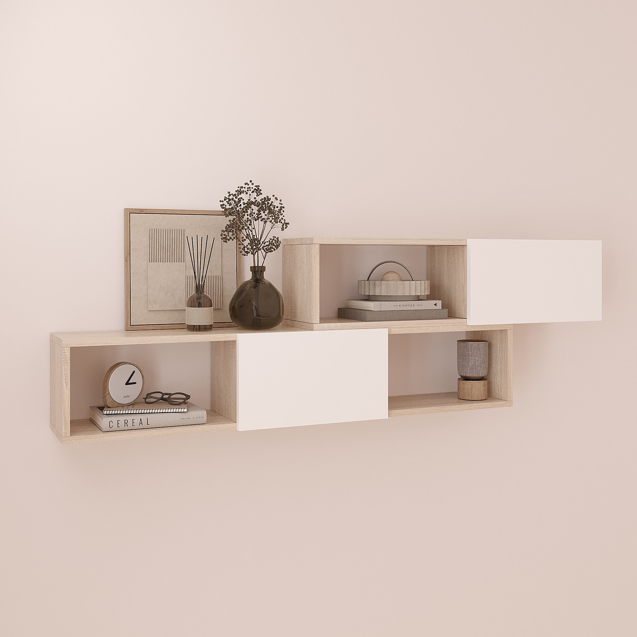 Навісна полиця настінна 460х1500х220 мм Дуб Сонома/Білий, фото 1