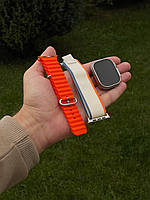 Смартгодинник Smart Watch ULTRA 2 AMOLED 49 мм Чорний + ремінець у подарунок/Сірий + Помаранчевий ремінець