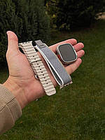 Смартгодинник Smart Watch ULTRA 2 AMOLED 49 мм Чорний + ремінець у подарунок/сірі + Бежевий ремінець